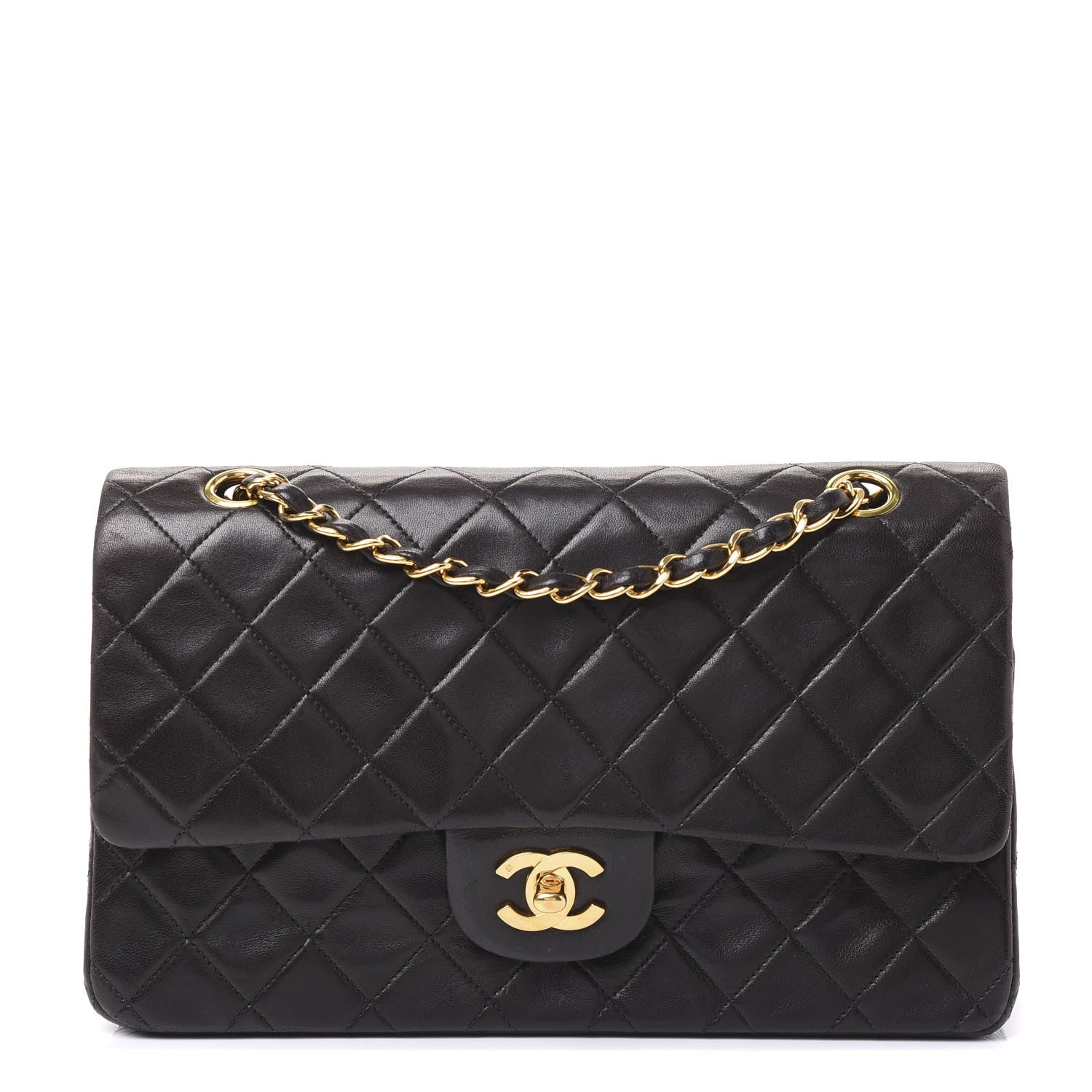 Chanel Lambskin Quilted Medium Double Flap Black 1 of 9