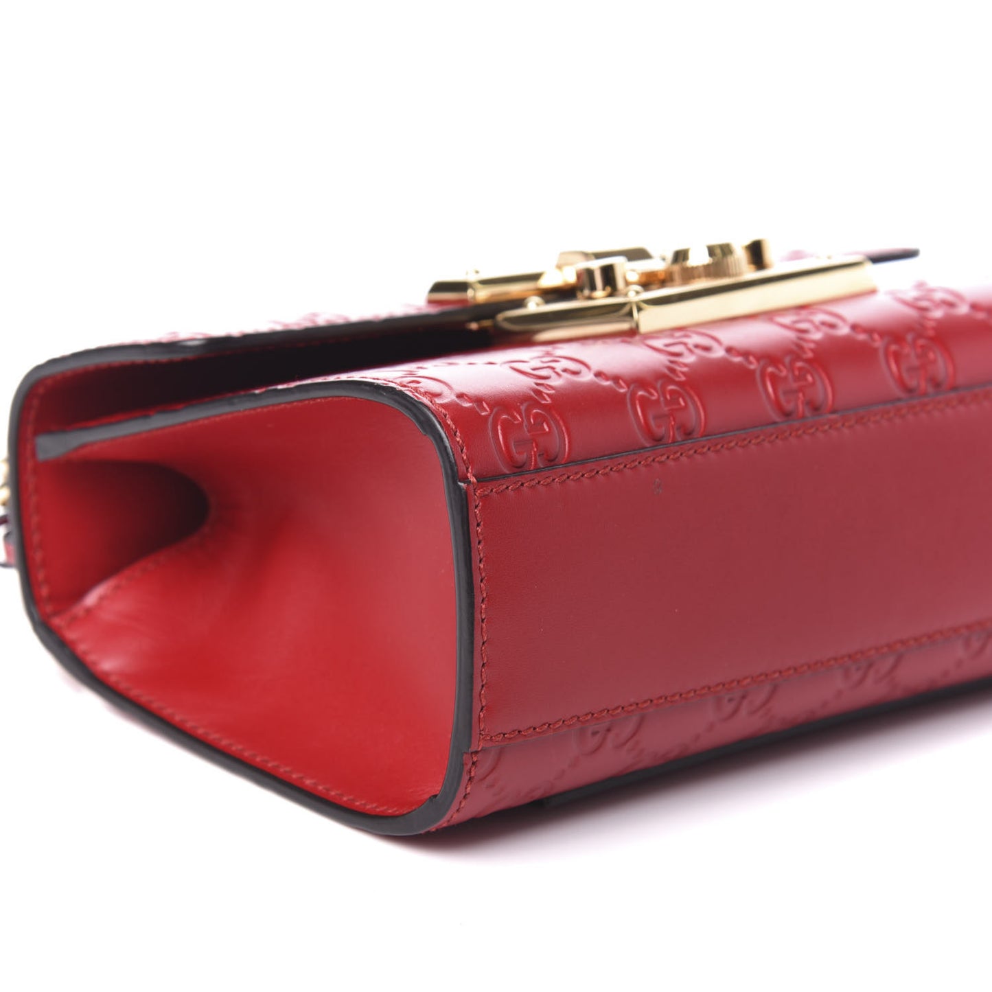 Guccissima Small Padlock Shoulder Bag Hibiscus Red