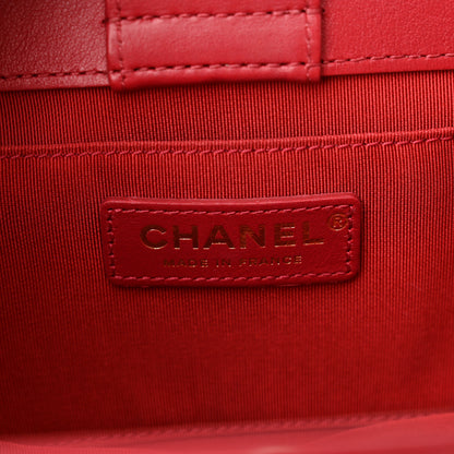 Chanel Calfskin Quilted Small CC Chain Accordion Tote Red 6 of 11