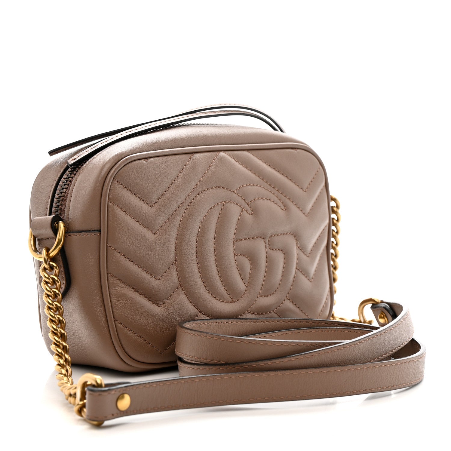 Gucci Calfskin Matelasse Mini GG Marmont Chain Shoulder Bag Porcelain Rose 3 of 11
