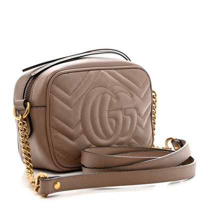 Gucci Calfskin Matelasse Mini GG Marmont Chain Shoulder Bag Porcelain Rose 3 of 11