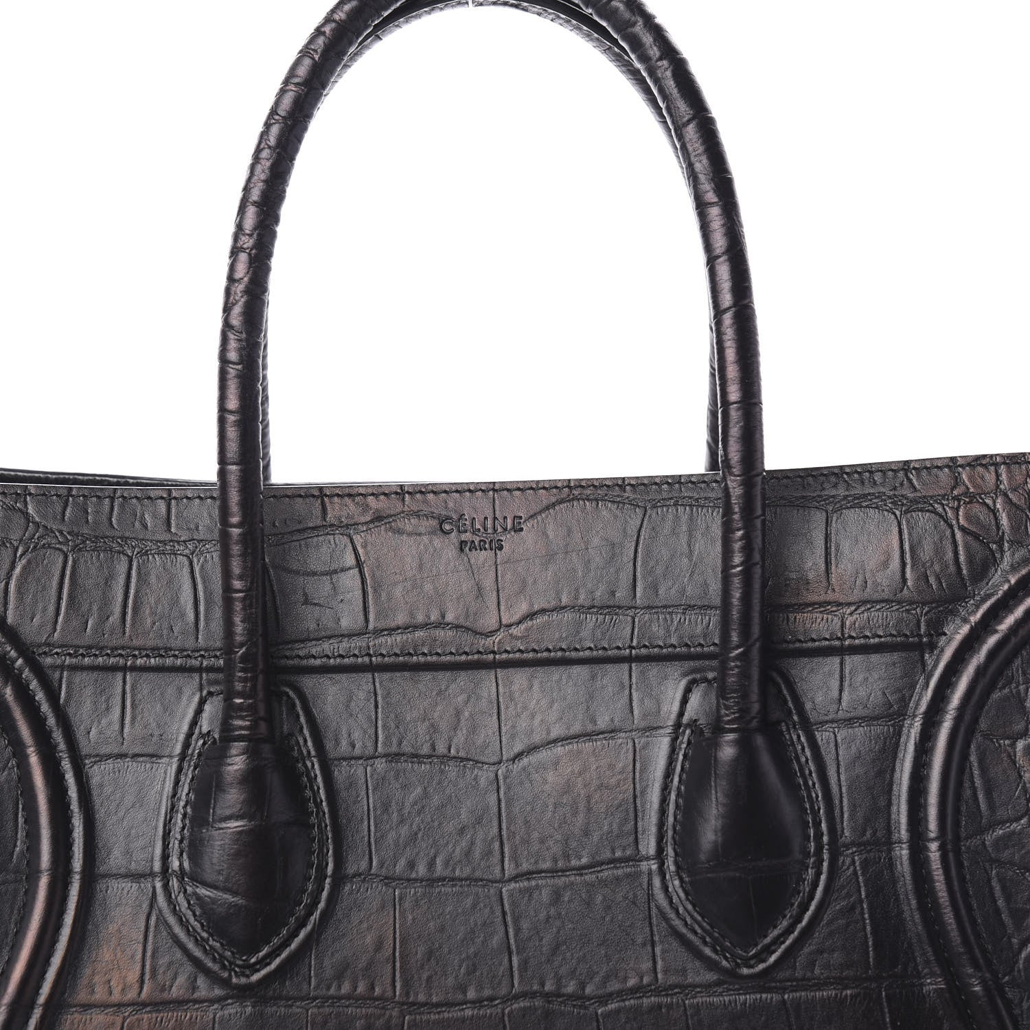 Celine Crocodile Embossed Calfskin Large Phantom Luggage Black 10 of 10