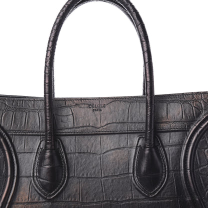 Celine Crocodile Embossed Calfskin Large Phantom Luggage Black 10 of 10