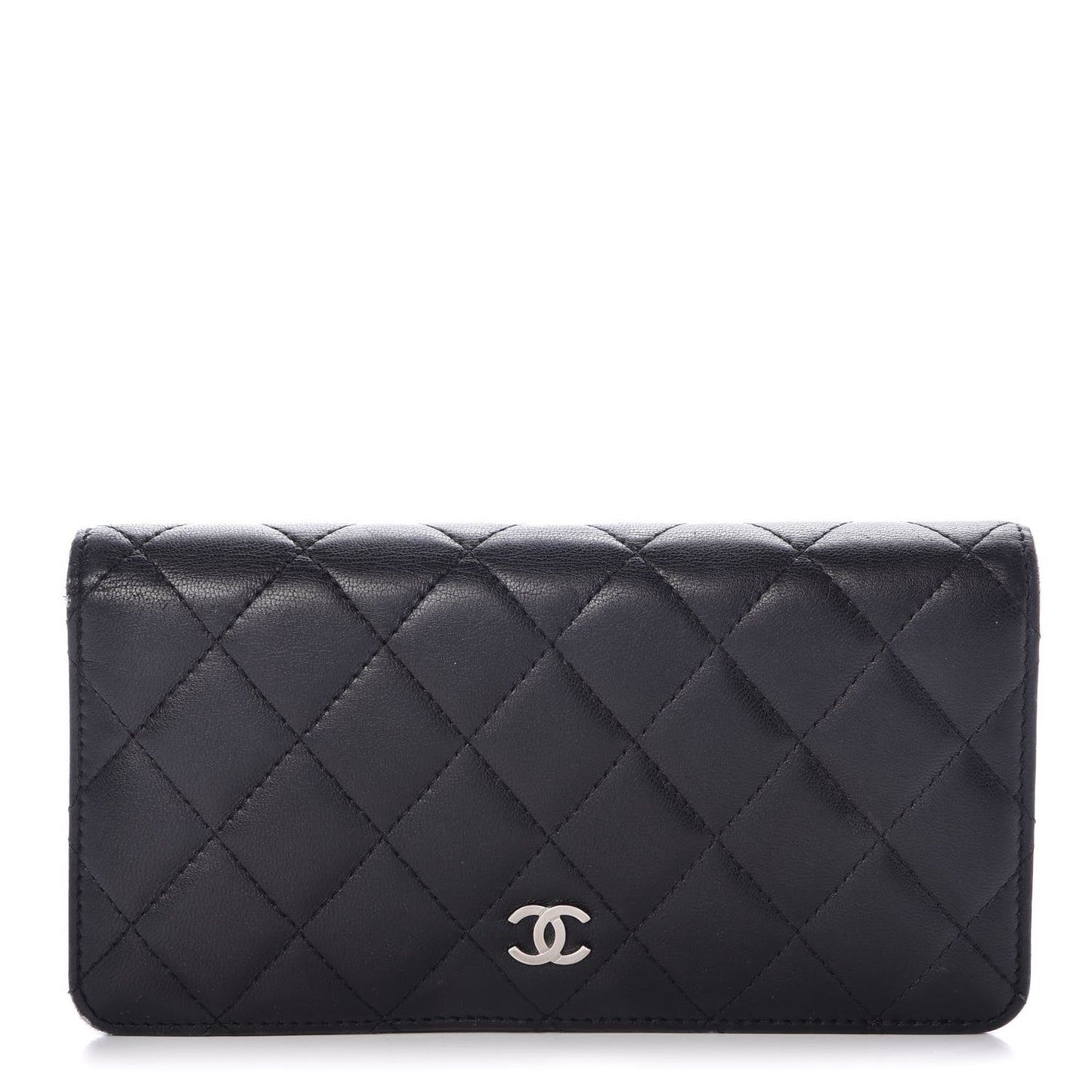 Lambskin Quilted Yen Wallet Black