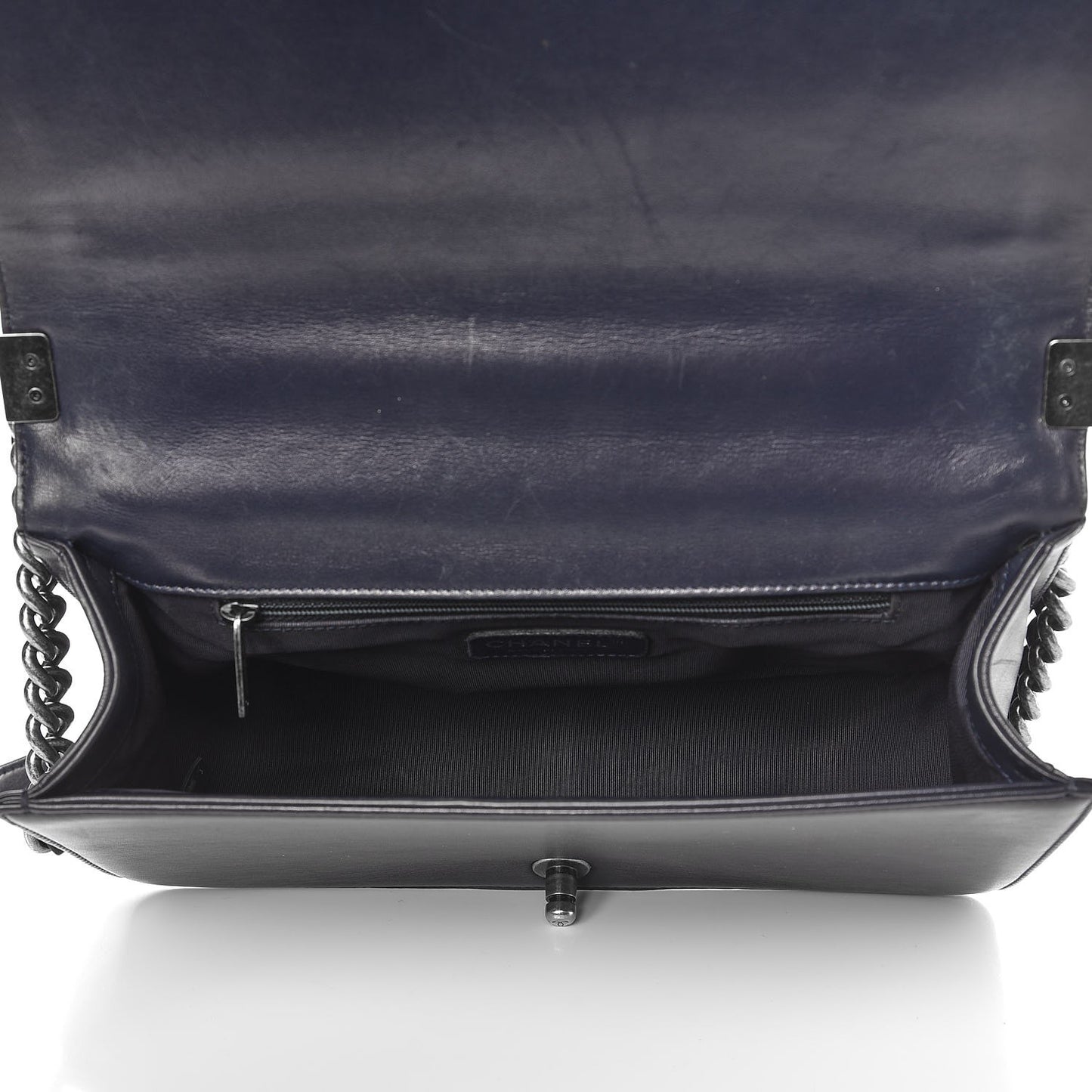 Lambskin Quilted New Medium Boy Flap Dark Navy Blue