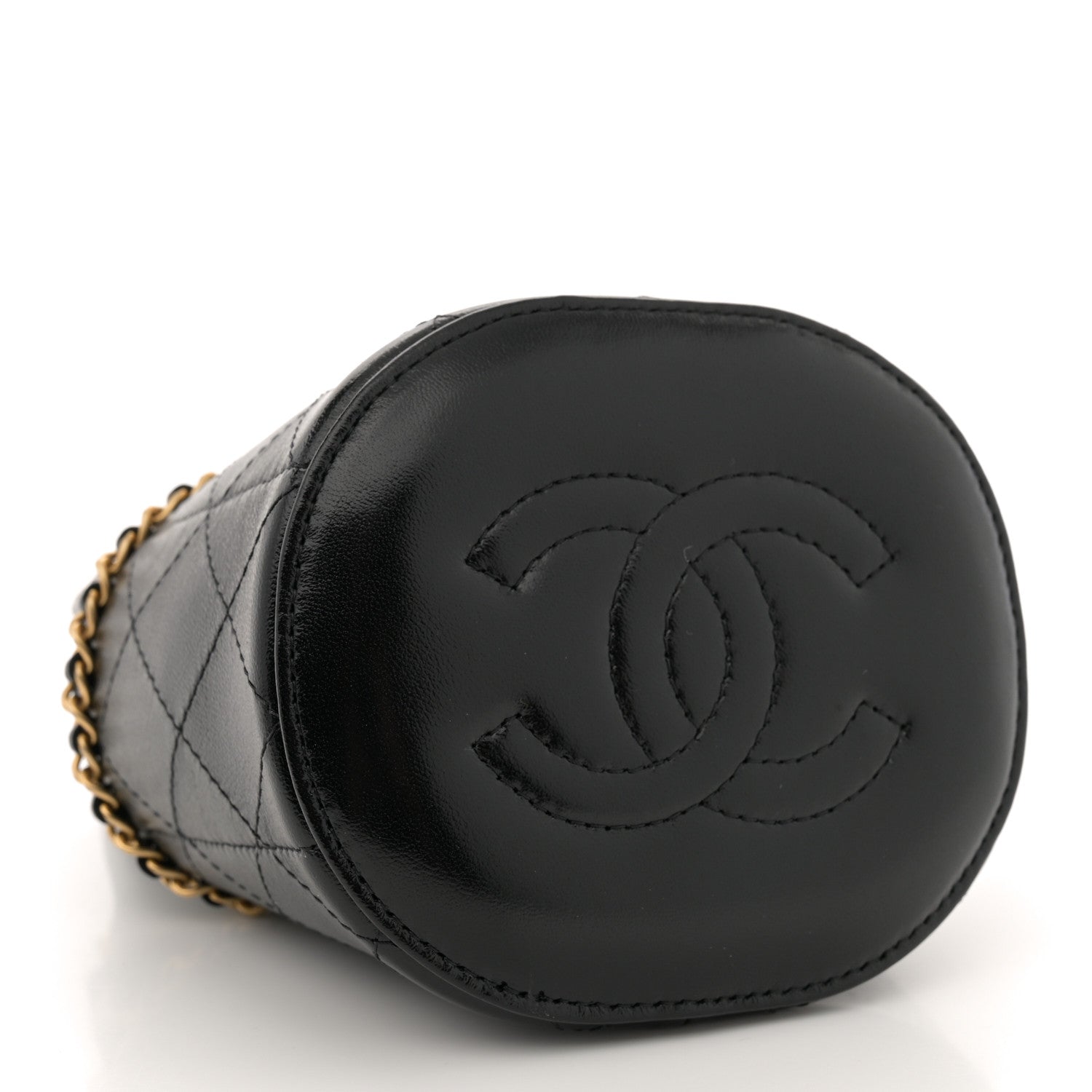 Chanel Shiny Lambskin Quilted Nauticoco Bucket Bag Black 4 of 11