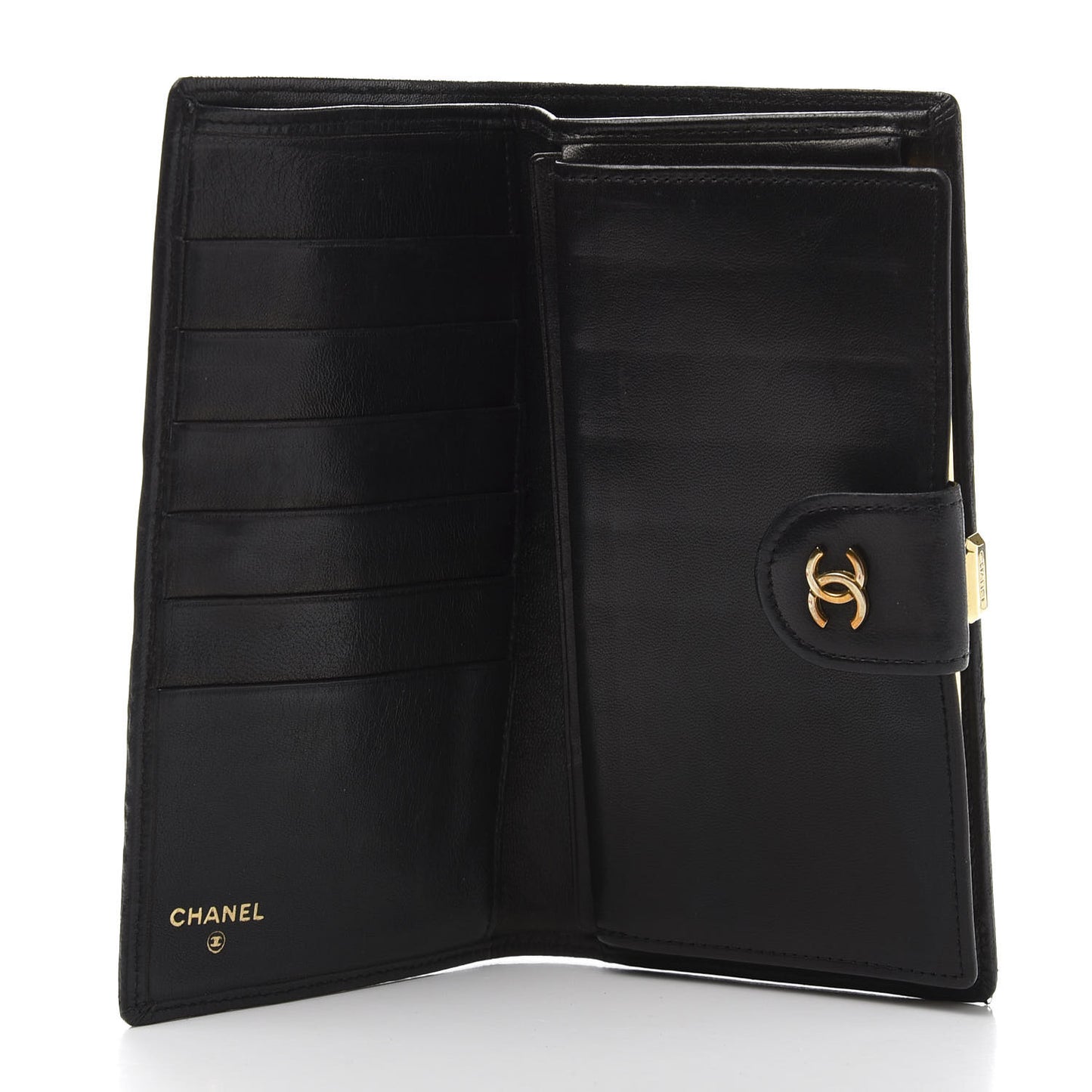 Lambskin Diamond Stitched French Wallet Black