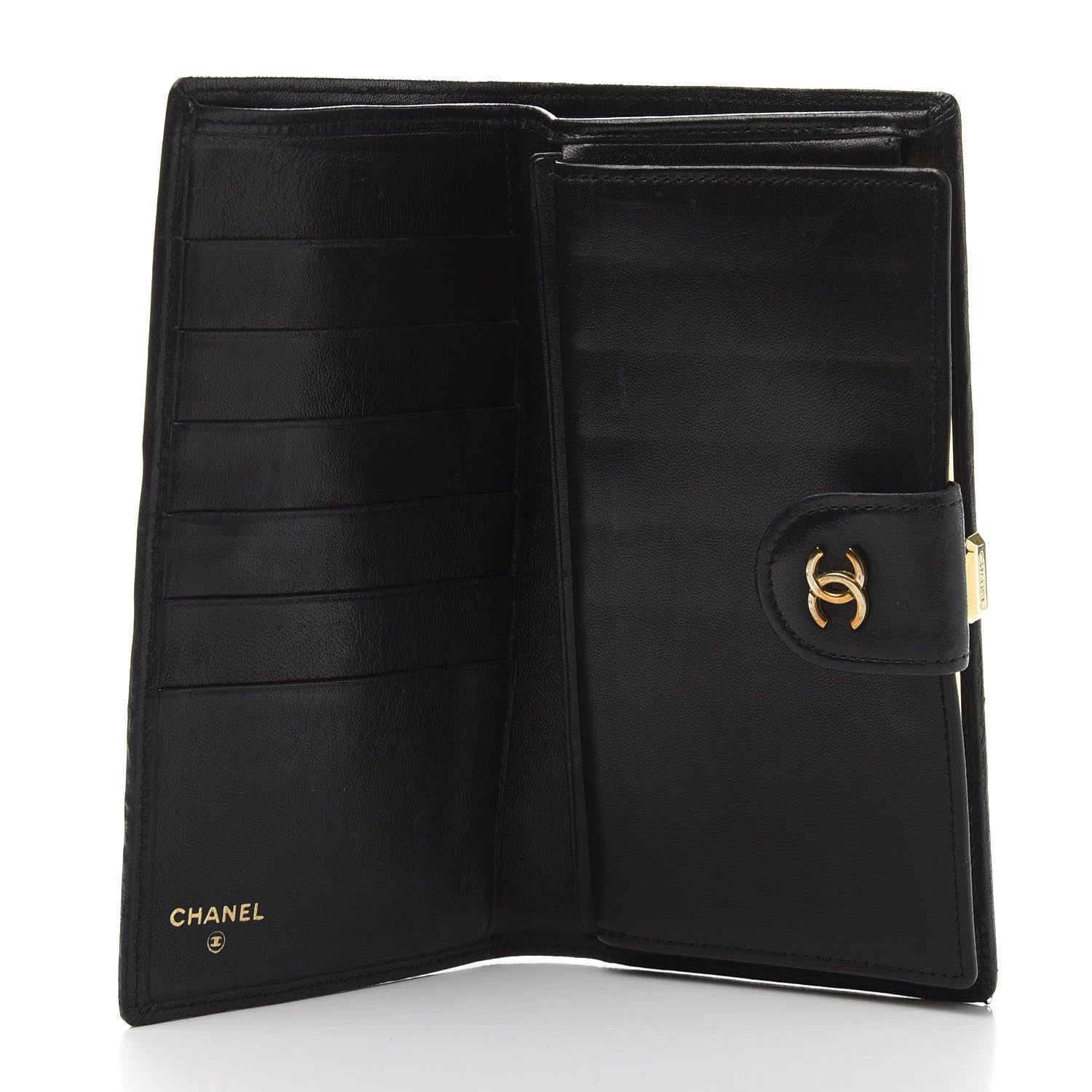 Chanel Lambskin Diamond Stitched French Wallet Black 5 of 11