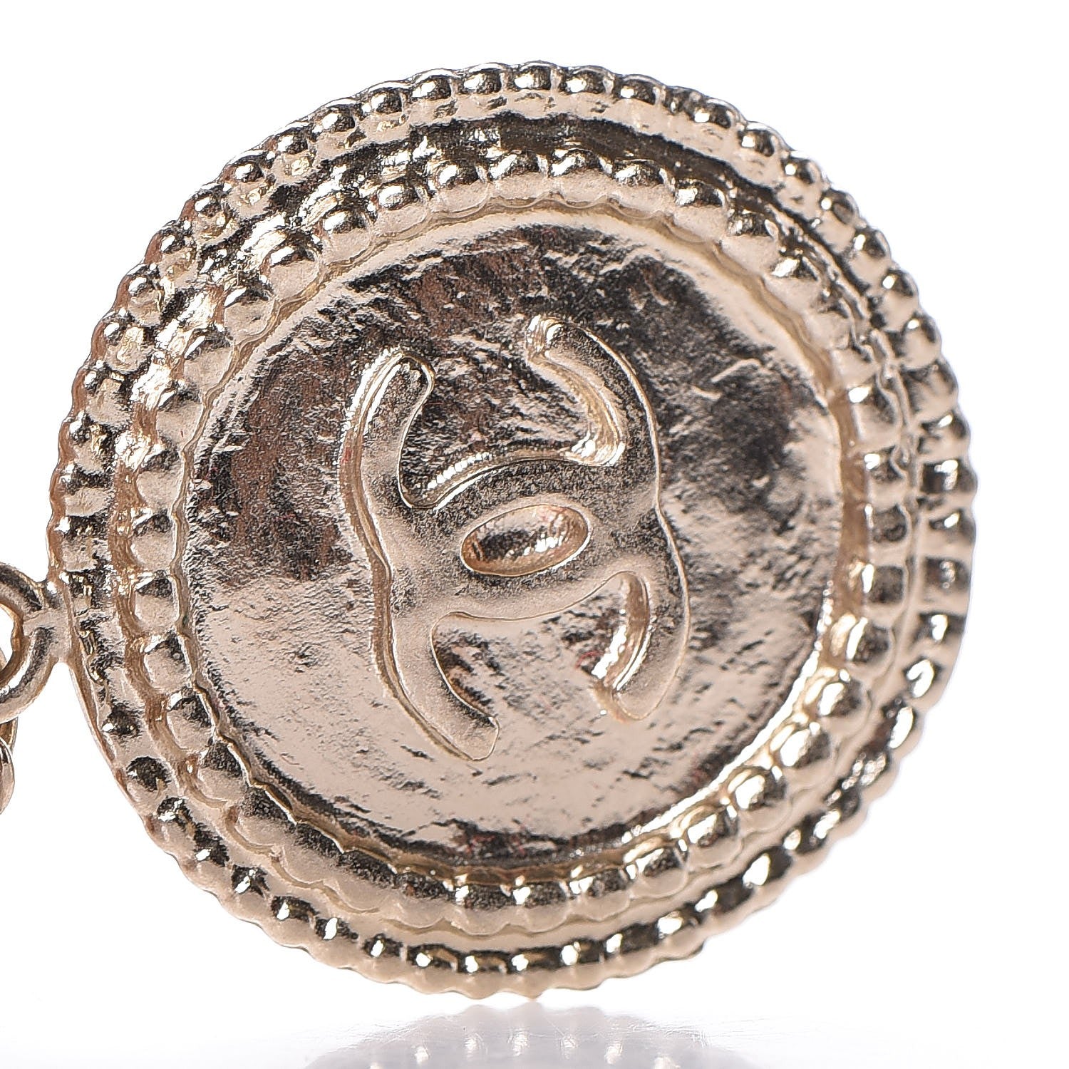 Chanel Medallion Clover CC Drop Earrings Light Gold 4 of 5