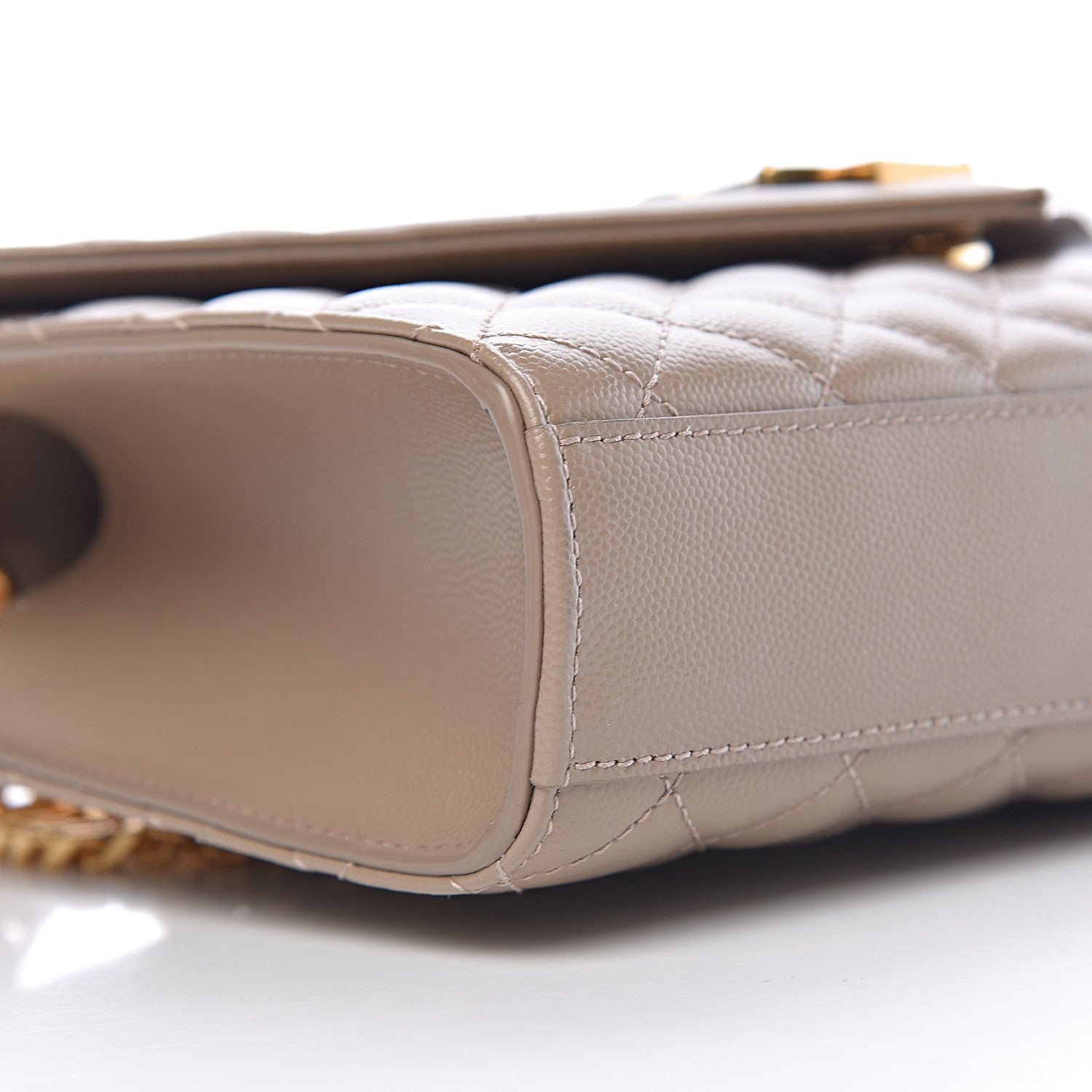Saint Laurent Grain De Poudre Textured Mixed Matelasse Medium Triquilt Monogram Satchel Taupe 8 of 10
