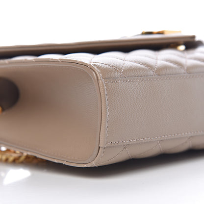 Saint Laurent Grain De Poudre Textured Mixed Matelasse Medium Triquilt Monogram Satchel Taupe 8 of 10