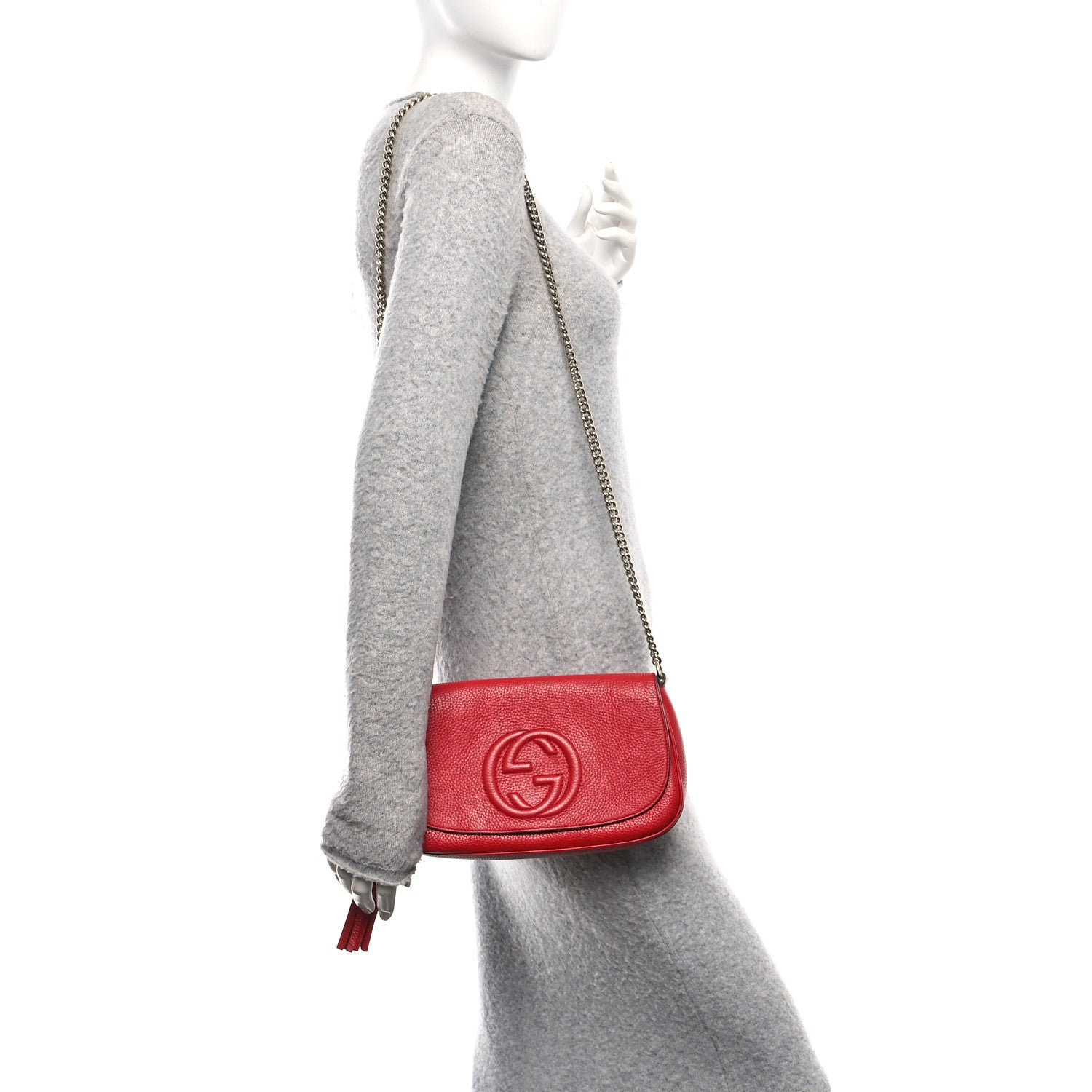 Gucci Pebbled Calfskin Medium Soho Flap Crossbody Vibrant Red 2 of 11