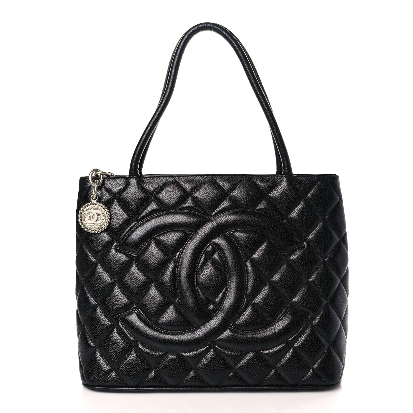 Caviar Quilted Medallion Tote Black