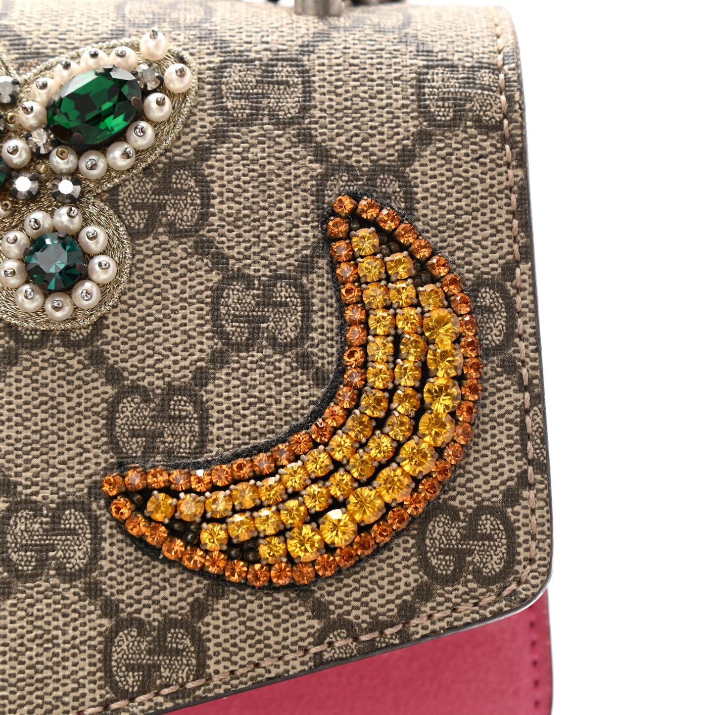 GG Supreme Monogram Suede Pierced Heart Embroidered Medium Dionysus Shoulder Bag Beige Ebony Pink Tropical Flower