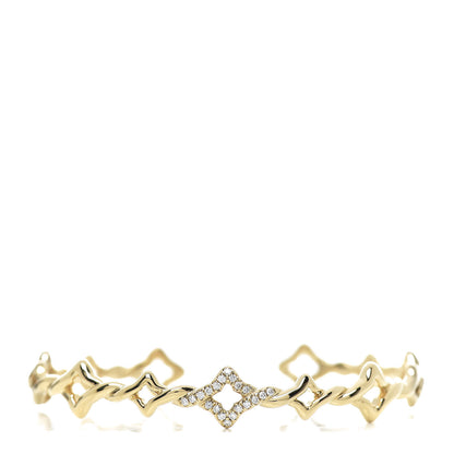 David Yurman 18K Yellow Gold Diamond Venetian Quatrefoil Single Row Cuff Bracelet 1 of 4