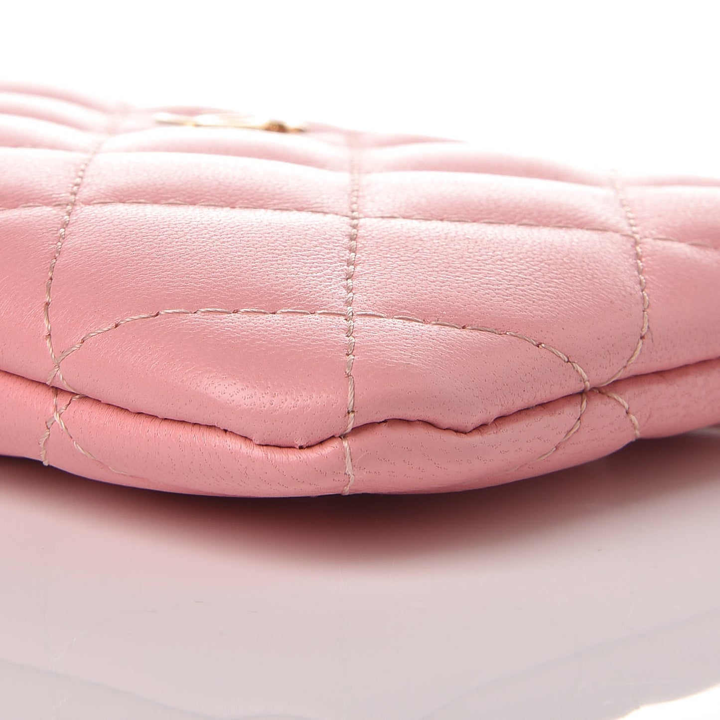 Lambskin Quilted Small Cosmetic Case Pink