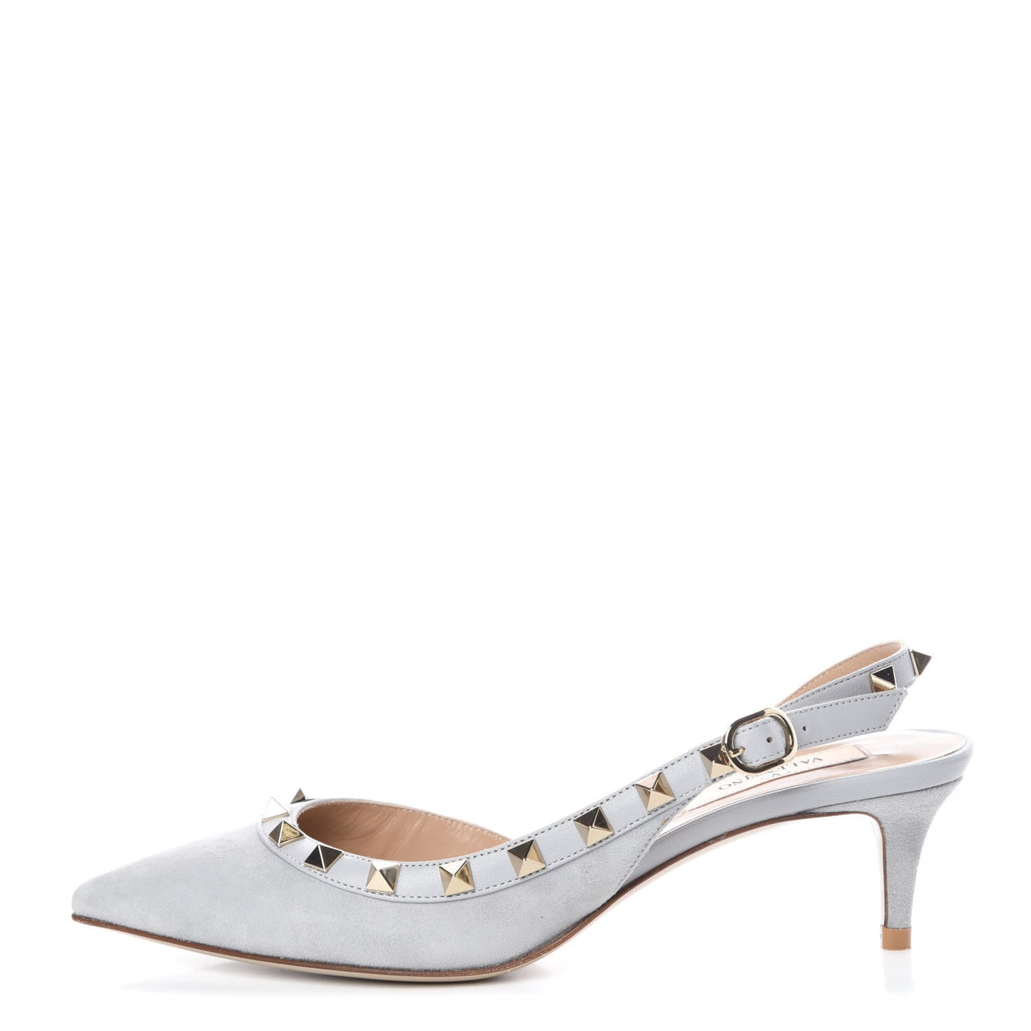 Suede Nappa Rockstud Half D'Orsay Slingback 50mm Pumps 35.5 Pastel Grey