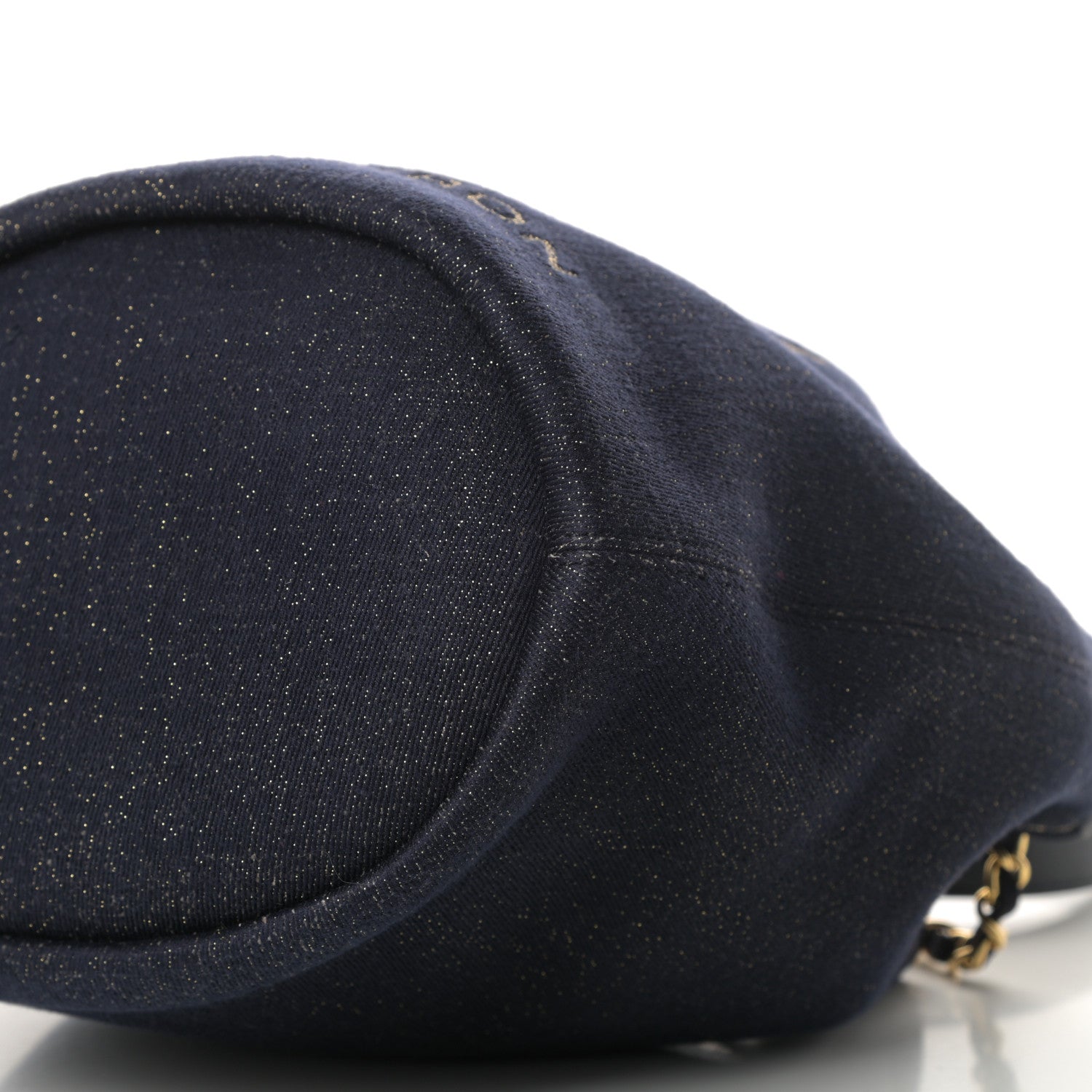 Chanel Lurex Canvas Deauville Drawstring Bag Navy Blue Gold 10 of 10