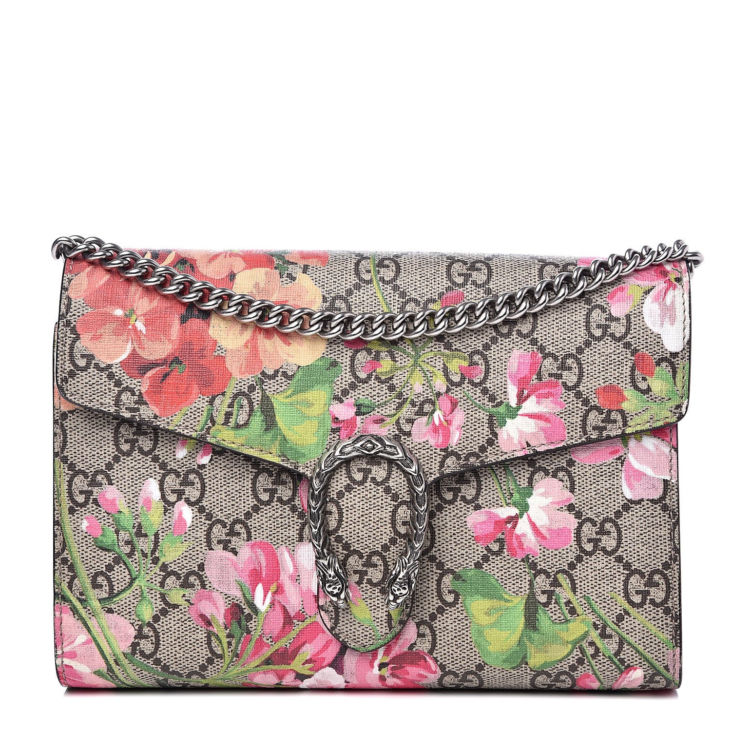 Gucci GG Supreme Monogram Blooms Mini Dionysus Chain Wallet Beige Multicolor Dry Rose 1 of 13