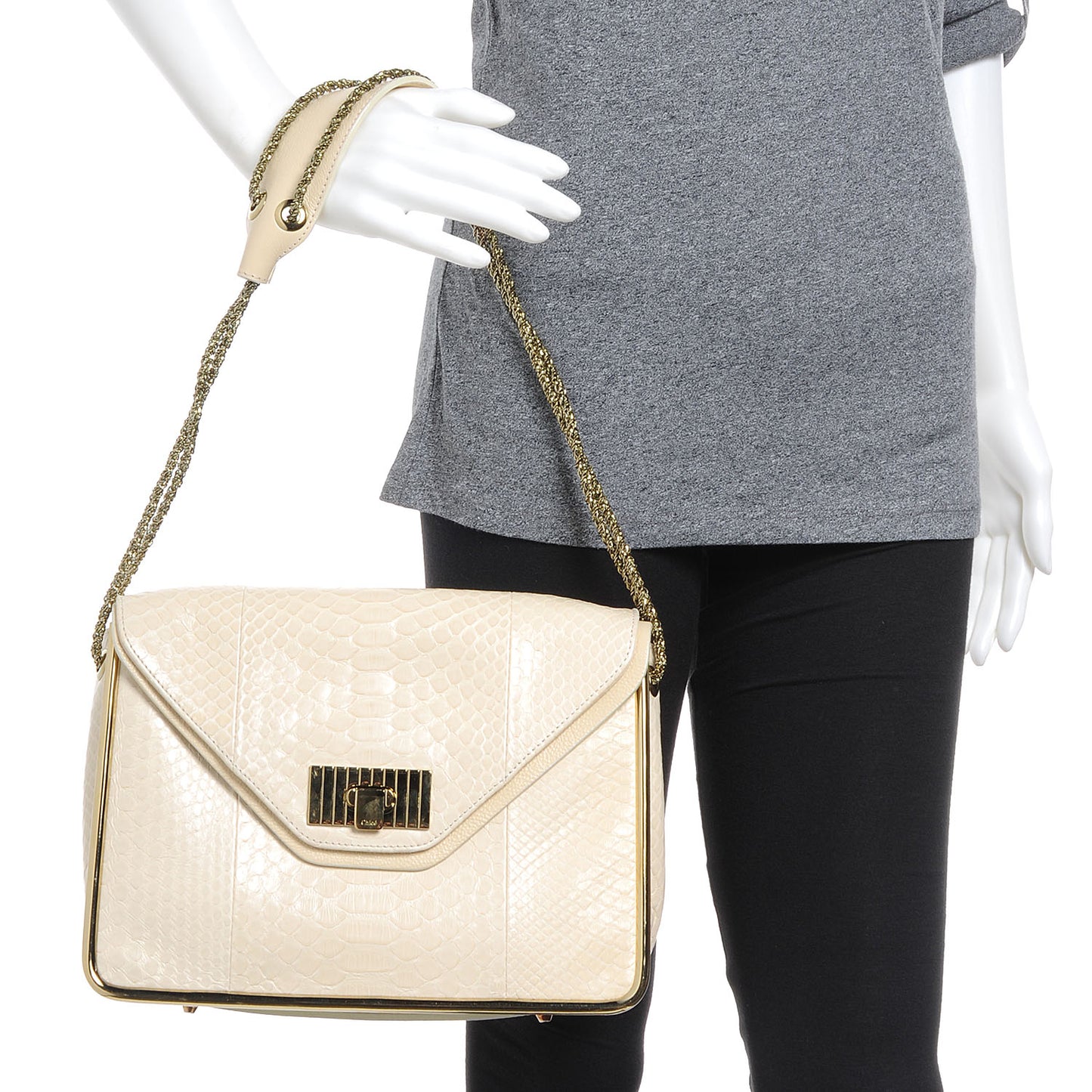 Python Sally Flap Bag Cream