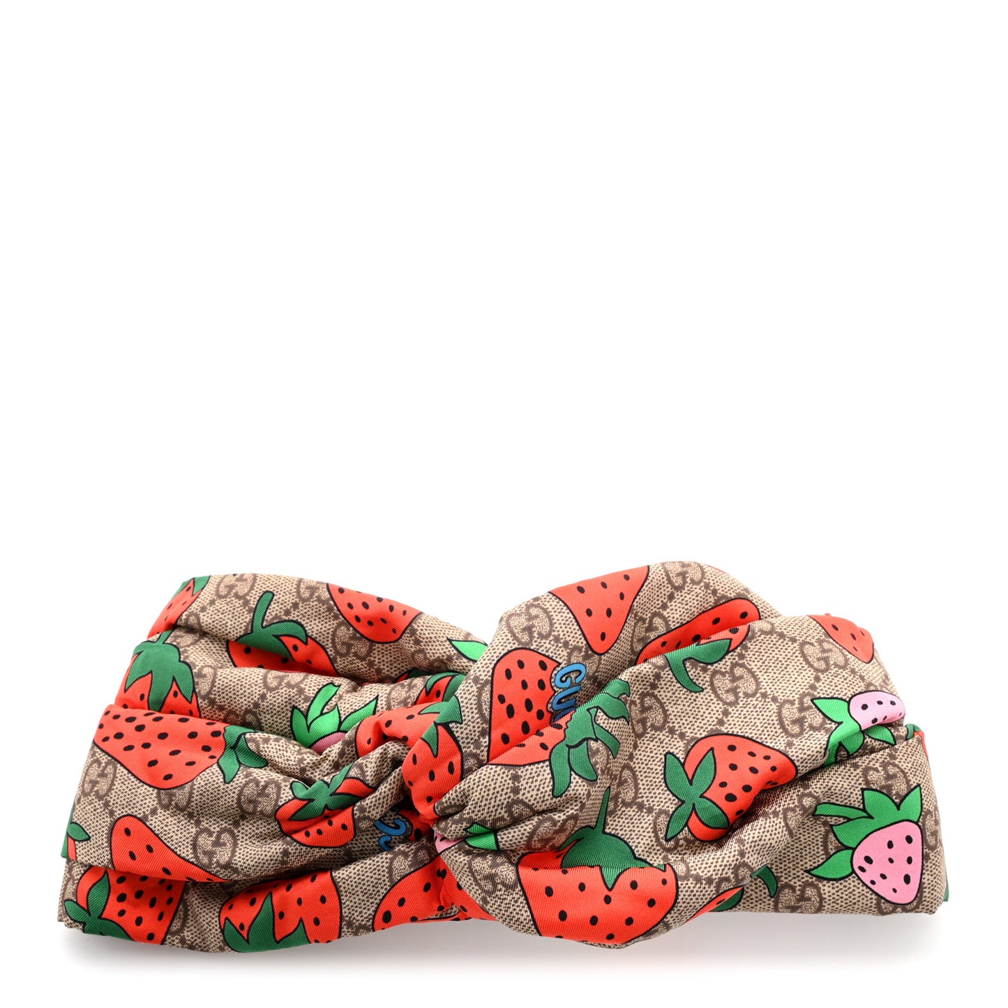 Silk Monogram Strawberry Print Headband