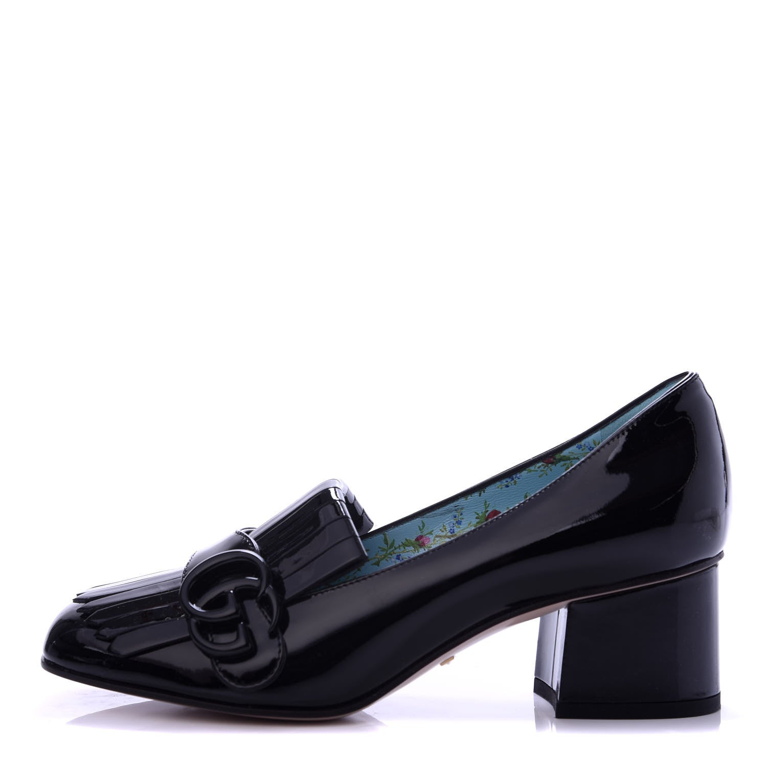 Gucci Vernice GG Marmont Fringe 50mm Loafer Pumps 35.5 Black 1 of 9