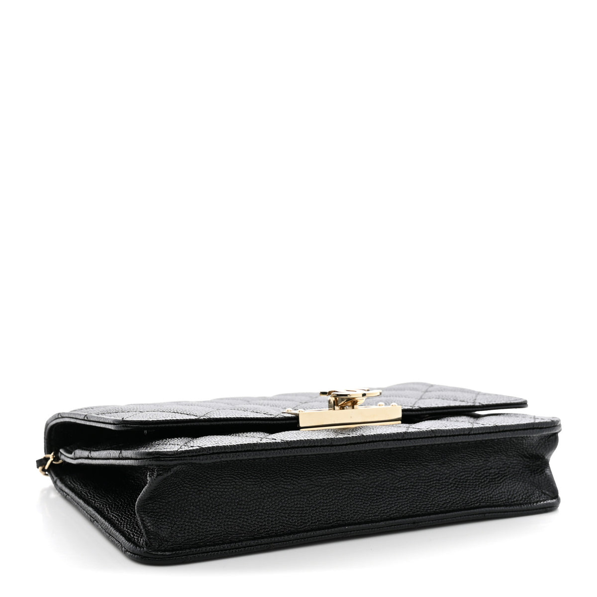 Caviar Quilted Golden Class Wallet On Chain WOC Black