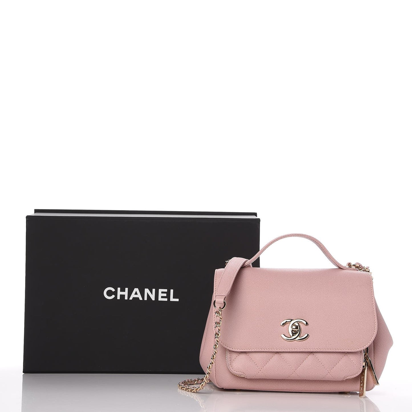 Caviar Quilted Small Business Affinity Flap Light Pink