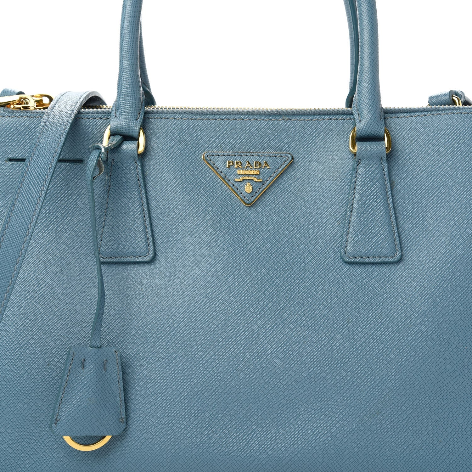 Prada Saffiano Small Galleria Double Zip Tote Aviazione 10 of 14