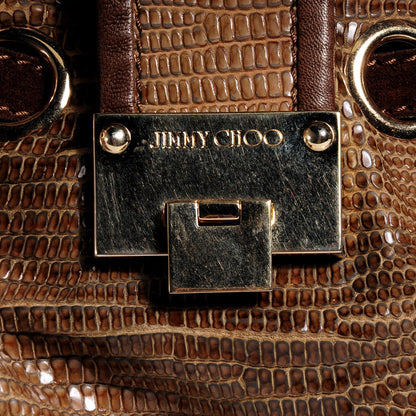 Jimmy Choo Lizard Embossed Medium Riki Brown 8 of 8