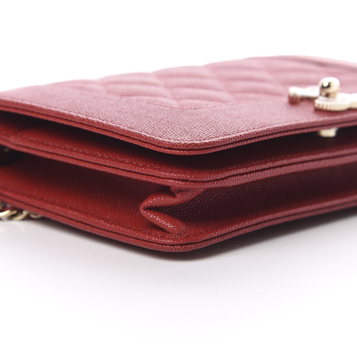 Caviar Quilted Vintage Mademoiselle Wallet On Chain WOC Red