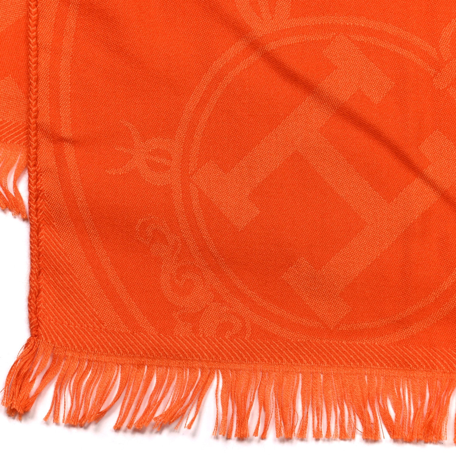 Hermes Cashmere Silk Jacquard New Libris Scarf Orange Vif 3 of 5