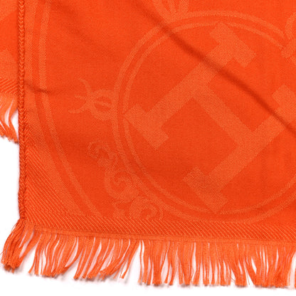 Hermes Cashmere Silk Jacquard New Libris Scarf Orange Vif 3 of 5