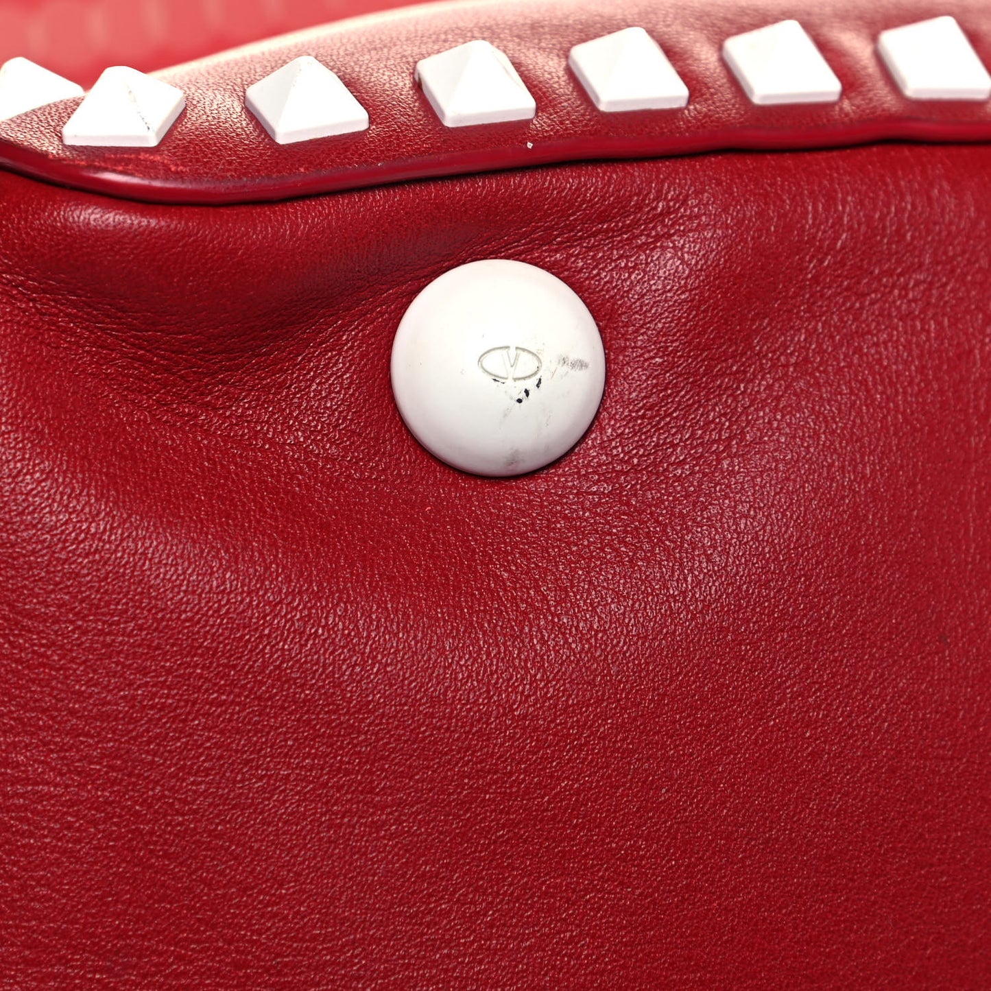Vitello Colorblock Free Rockstud Tote Rosso Valentino White