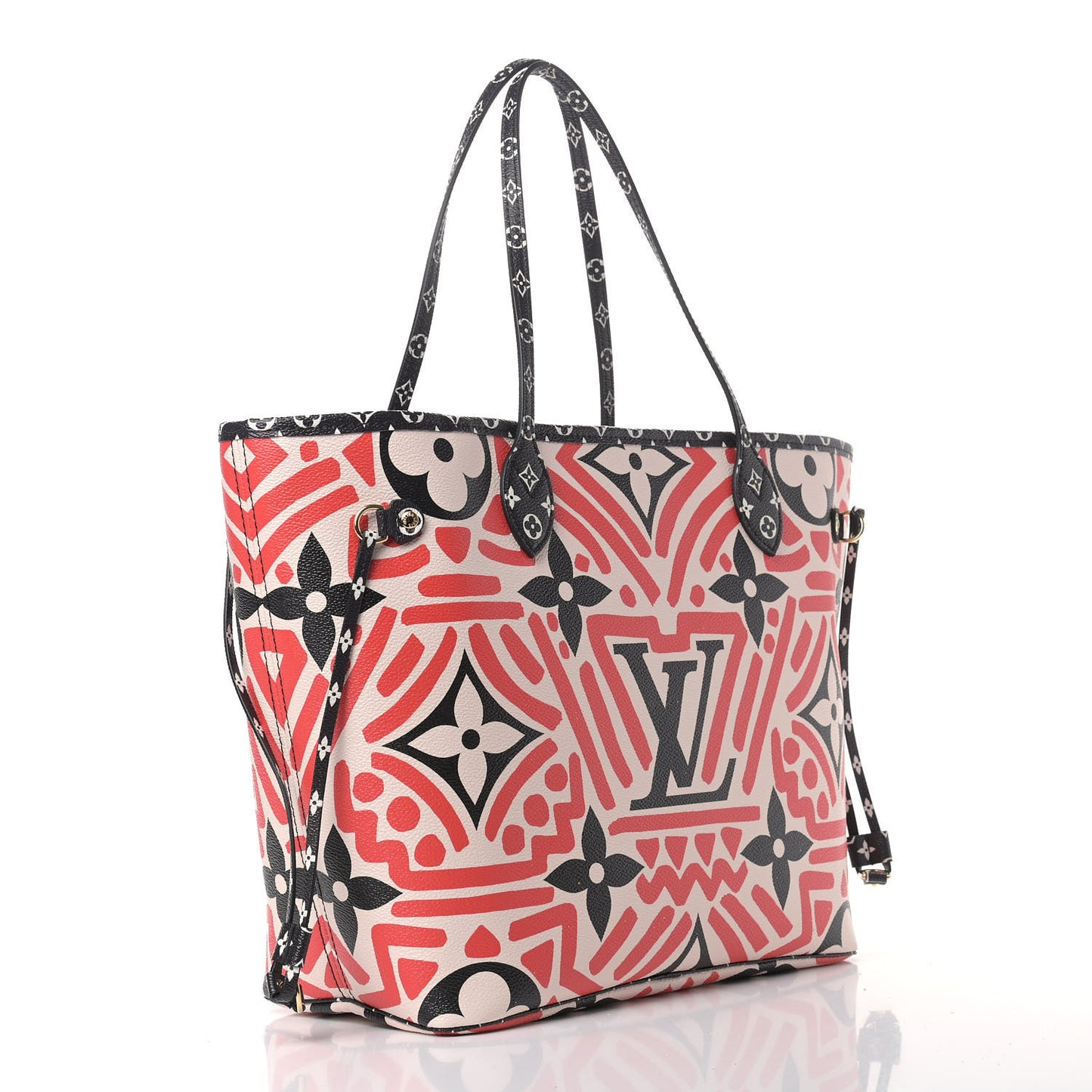 Monogram Giant Crafty Neverfull MM Creme Rouge Black