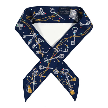 Hermes Silk Les Cles A Pois Twilly Marine Gris Argent 1 of 4