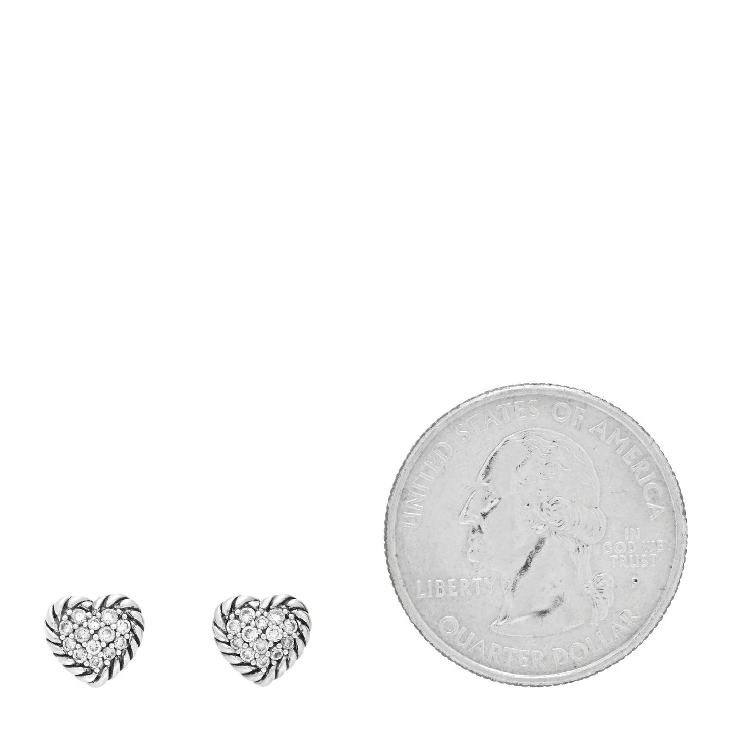 Sterling Silver Diamond Petite Pave Heart Earrings