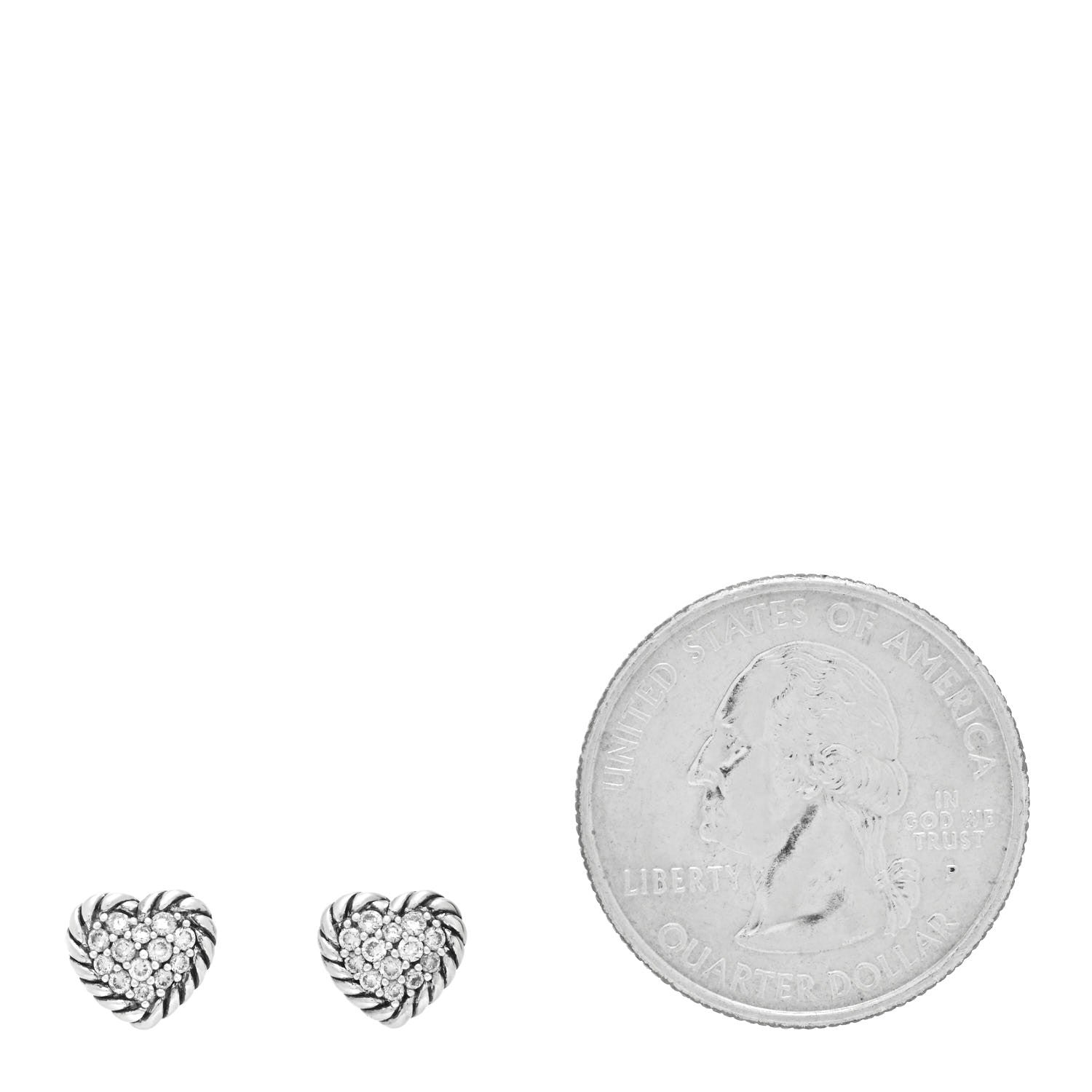 David Yurman Sterling Silver Diamond Petite Pave Heart Earrings 2 of 5