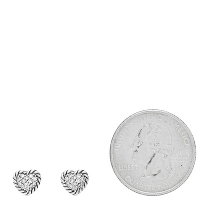 David Yurman Sterling Silver Diamond Petite Pave Heart Earrings 2 of 5