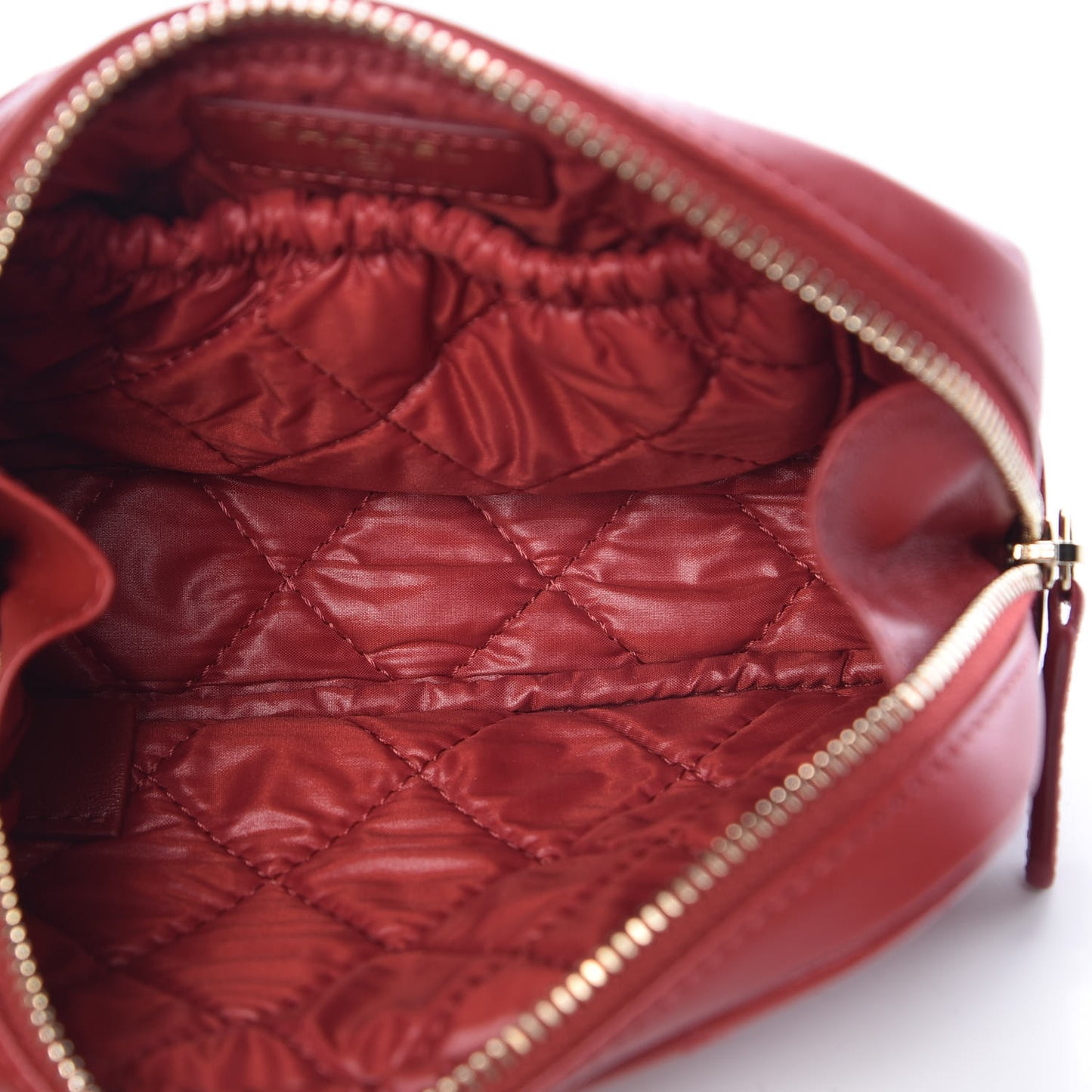 Lambskin Quilted Small Curvy Pouch Cosmetic Case Red