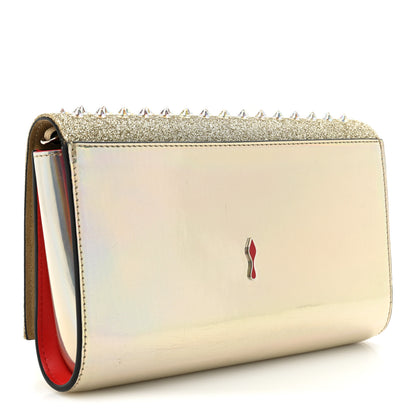 Christian Louboutin Glitter Metallic Patent Calfskin Psychic Spikes Paloma Clutch Gold 3 of 15