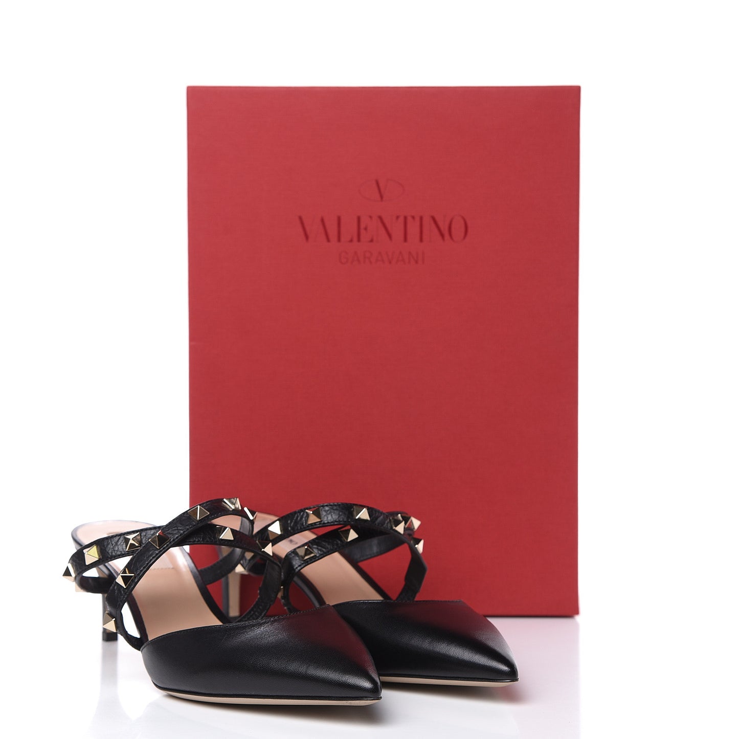 Nappa Rockstud Criss Cross 55mm Mules 40 Black