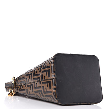 Fendi Vitello Grace F is Fendi Bi-Color FF 1974 Embossed Grande Mon Tresor Bucket Bag Maya Black Fragola 4 of 11