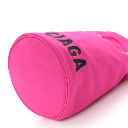 Balenciaga Recycled Sport Nylon Logo Embroidered Wheel Drawstring Bucket Bag XS Fuchsia Black 9 of 9