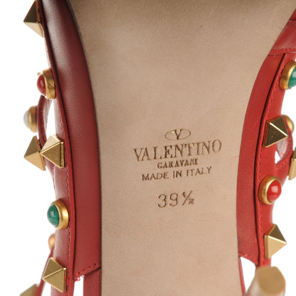 Valentino Garavani Calfskin Rockstud Rolling Ankle Strap 100mm Pumps 39.5 Rosso Valentino 6 of 7