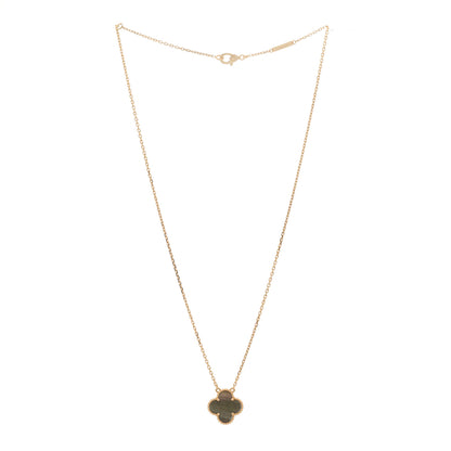 Van Cleef & Arpels 18K Rose Gold Gray Mother of Pearl Vintage Alhambra Pendant Necklace 3 of 6
