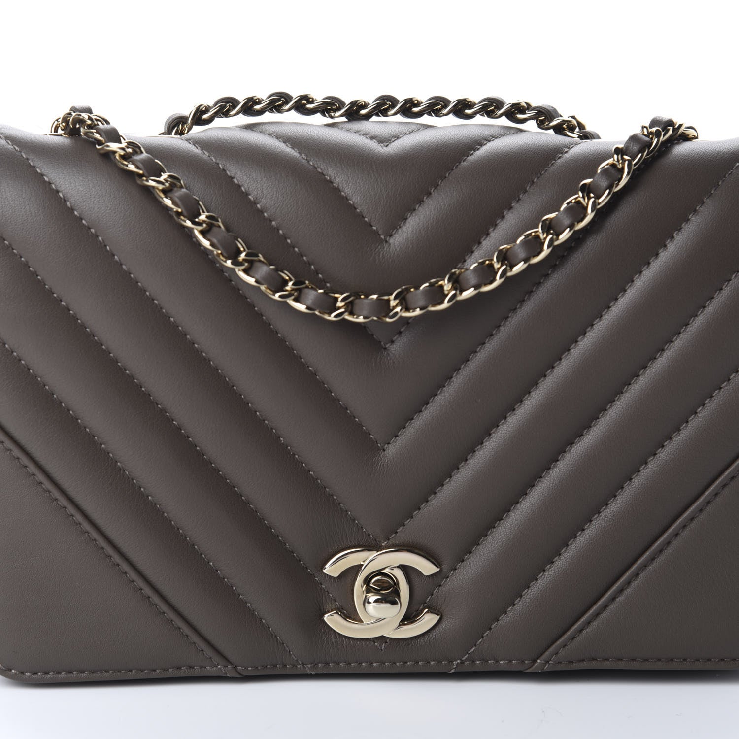 Chanel Calfskin Chevron Quilted Small Statement Flap Khaki 10 of 11