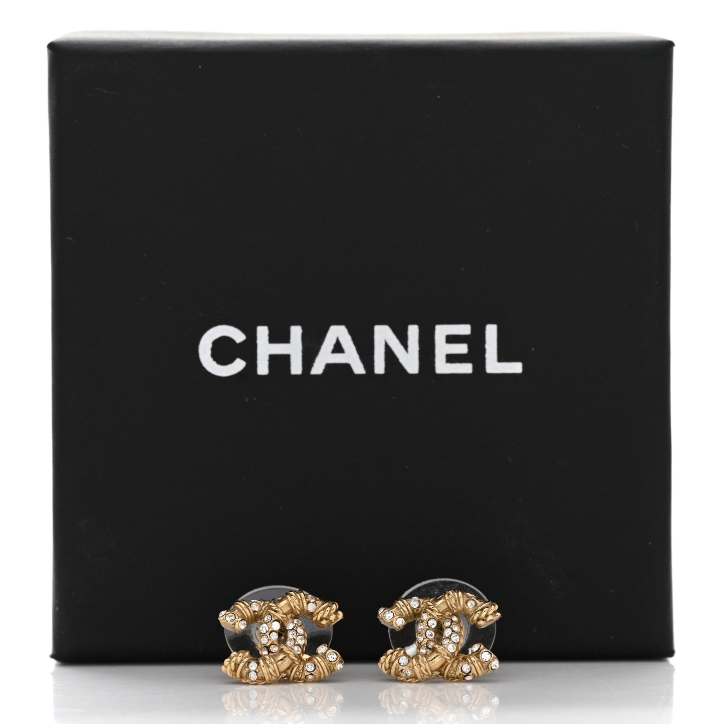 Crystal Mini Twist CC Earrings Gold
