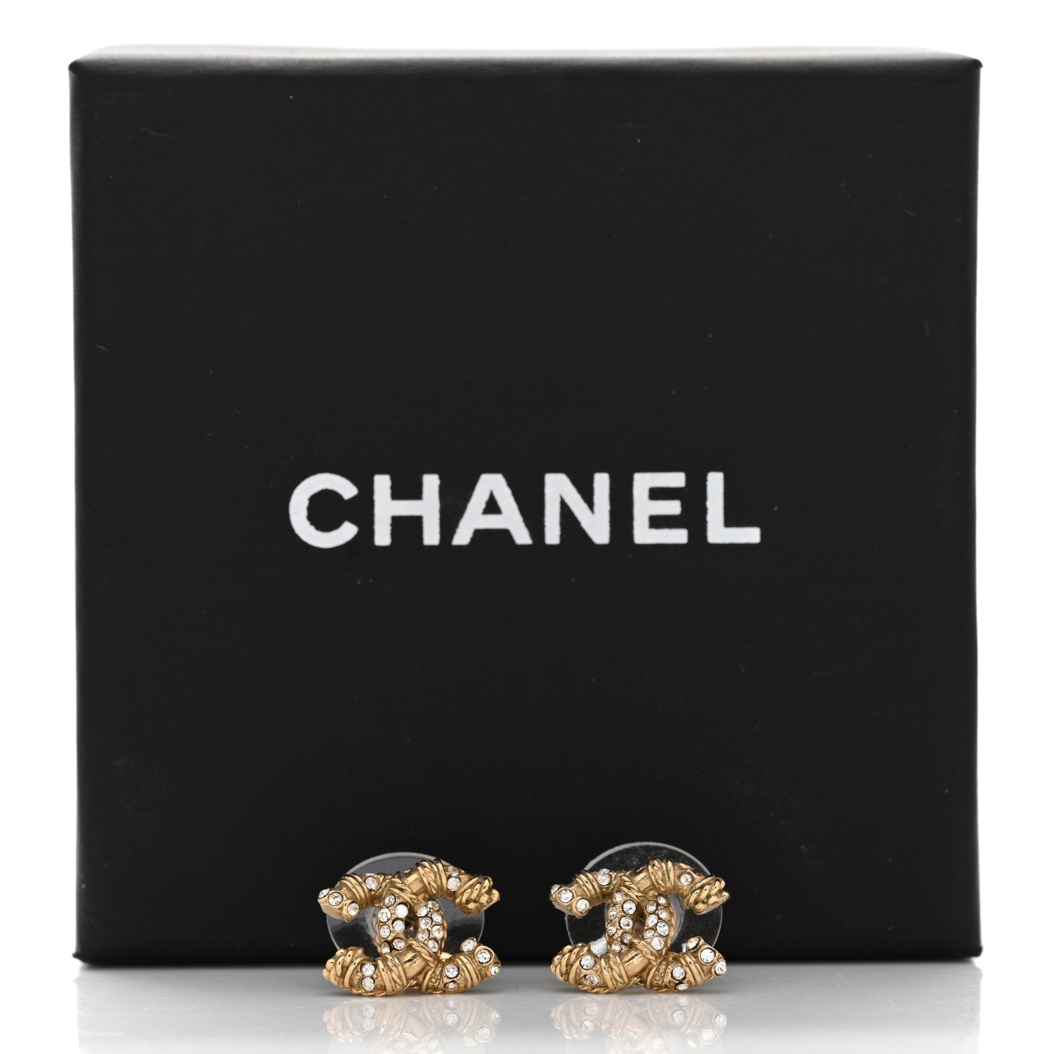 Chanel Crystal Mini Twist CC Earrings Gold 5 of 5