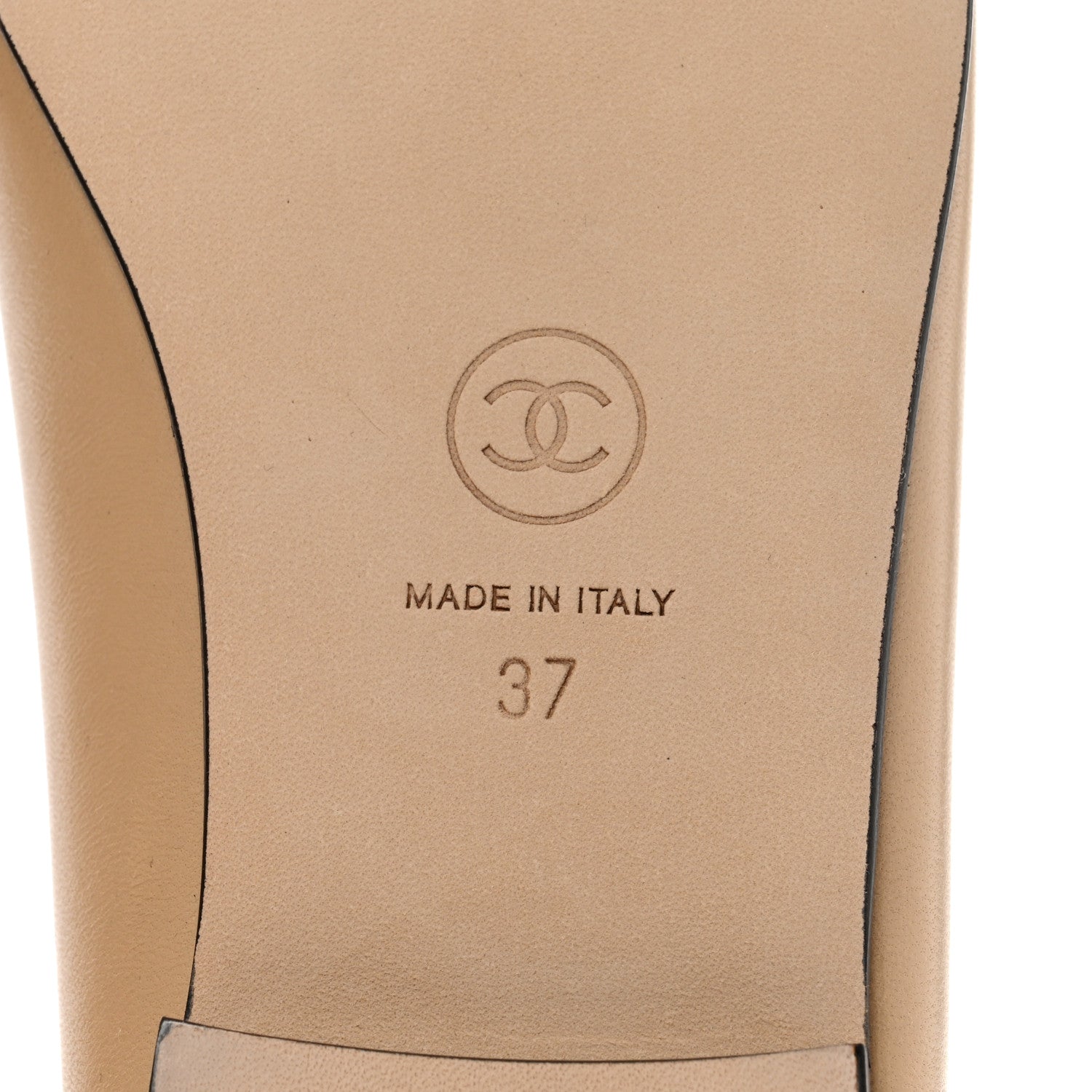 Chanel Lambskin Cap Toe CC Ballerina Flats 37 Beige Black 6 of 10